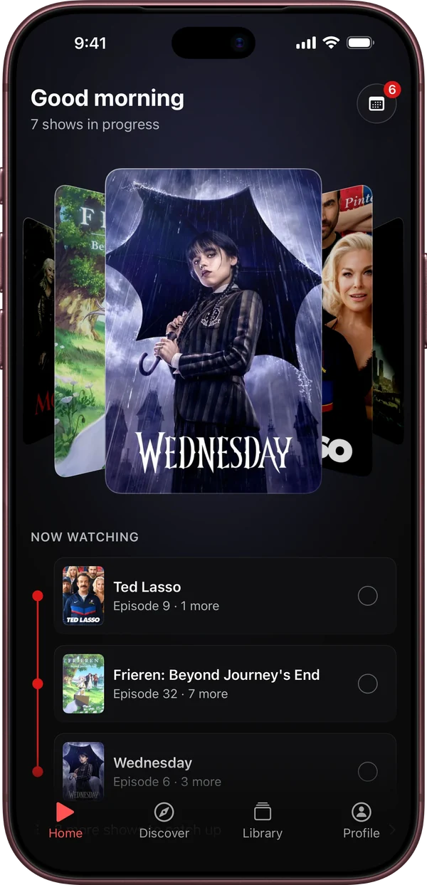Watchd home screen tracking upcoming episodes